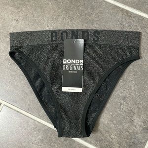 Bonds Retro Rib Hi Bikini Briefs size Small Black Shimmer